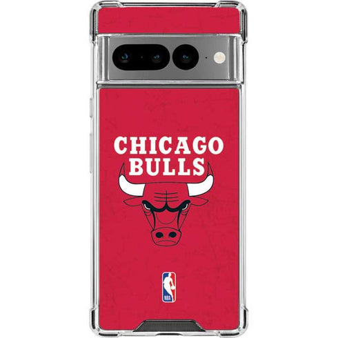 NBA Chicago Bulls Red Distressed Google Pixel 7 Pro Clear Case